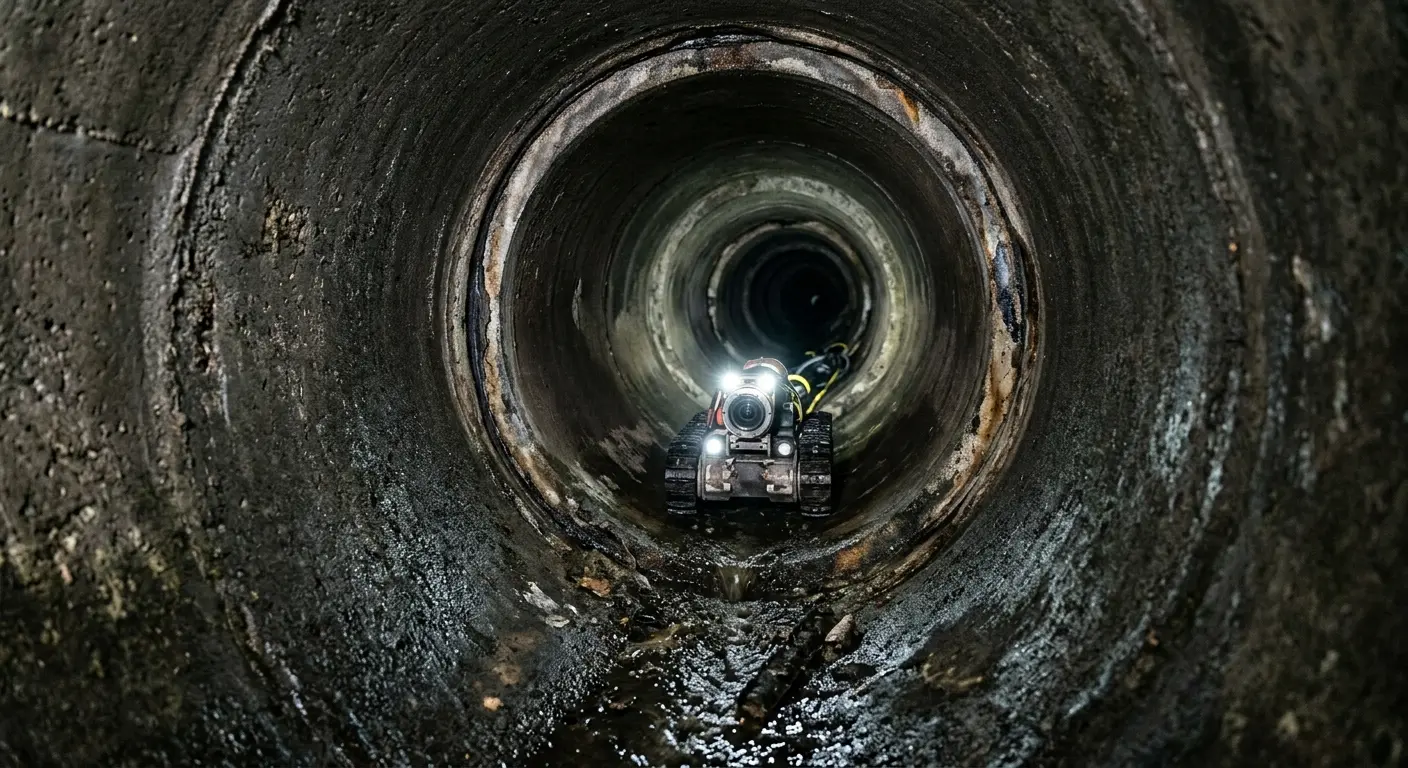 Robotic sewer camera inspecting pipe interior for Sewer Line Cleaning in Pleasant Prairie